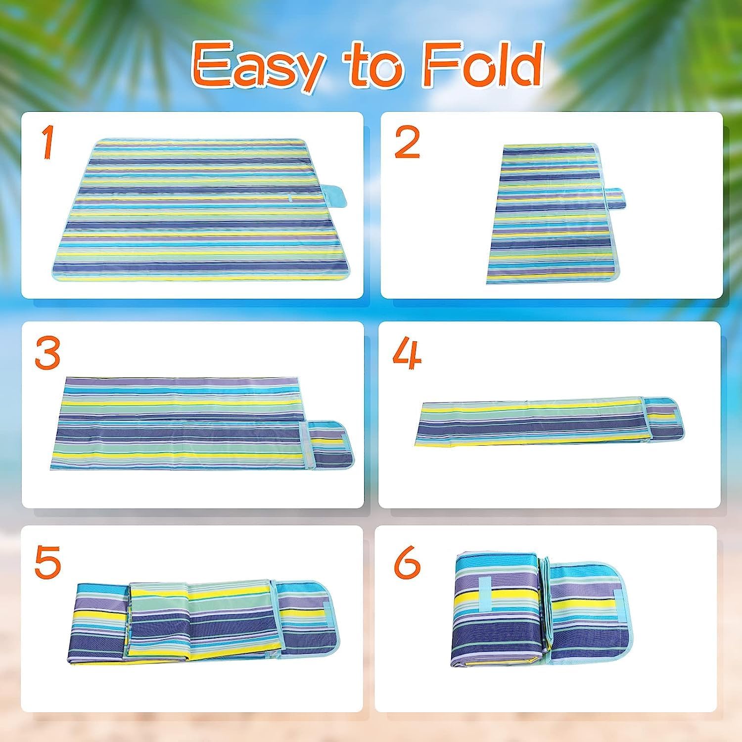 Oxsam Picnic Blanket Waterproof Beach Rug 200150Cm Large Beach Picnic Mat With Portable Handy Tote For Travel Sports Home Yoga P